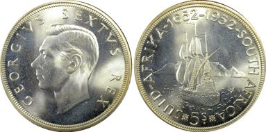 1952 5 Shil 300th Ann. of Capetown KM-41  Ag PR68