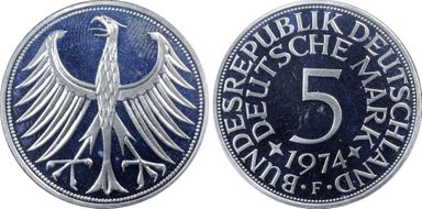 1974-F 5 Mk Regular Issue PR65DCAM