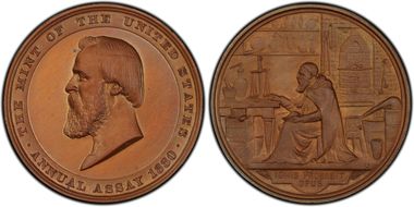 1880 AE Medal JK-AC-22, Rutherford B. Hayes SP65BN