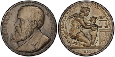1892 AR Medal JK-AC-36, Benjamin Harrison SP66