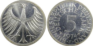 1974-F 5 Mk Regular Issue J-387 MS65