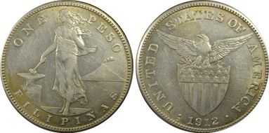 1912-S Peso KM-172  Ag AU53