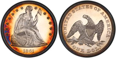 1861 $1 PR63CAM