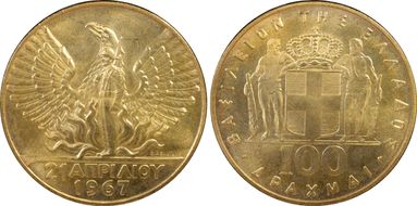 (1970) 100 Dr 1967 Revolution KM-95 Au MS67