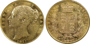 1871-S Sov S-3855A Shield WW incuse AU55