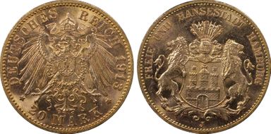 1913-J 20 Mk J-212  Au MS64