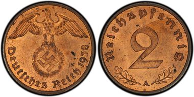 1938-A 2 Pfg J-362 MS63RB