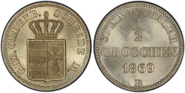 1869-B 1/2 Gr MS65