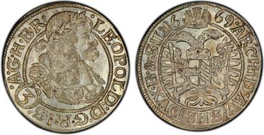 1669-SHS 3 Kr Breslau KM-471  Ag MS64