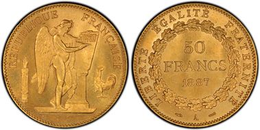 1887-A 50 Fr Gad-1113 MS66