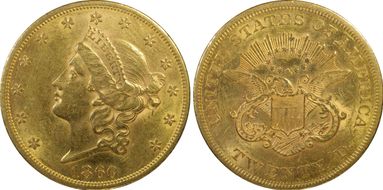 1860 $20 AU58