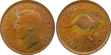 1951(p) 1/2D KM-42  w/ Dot MS64RB