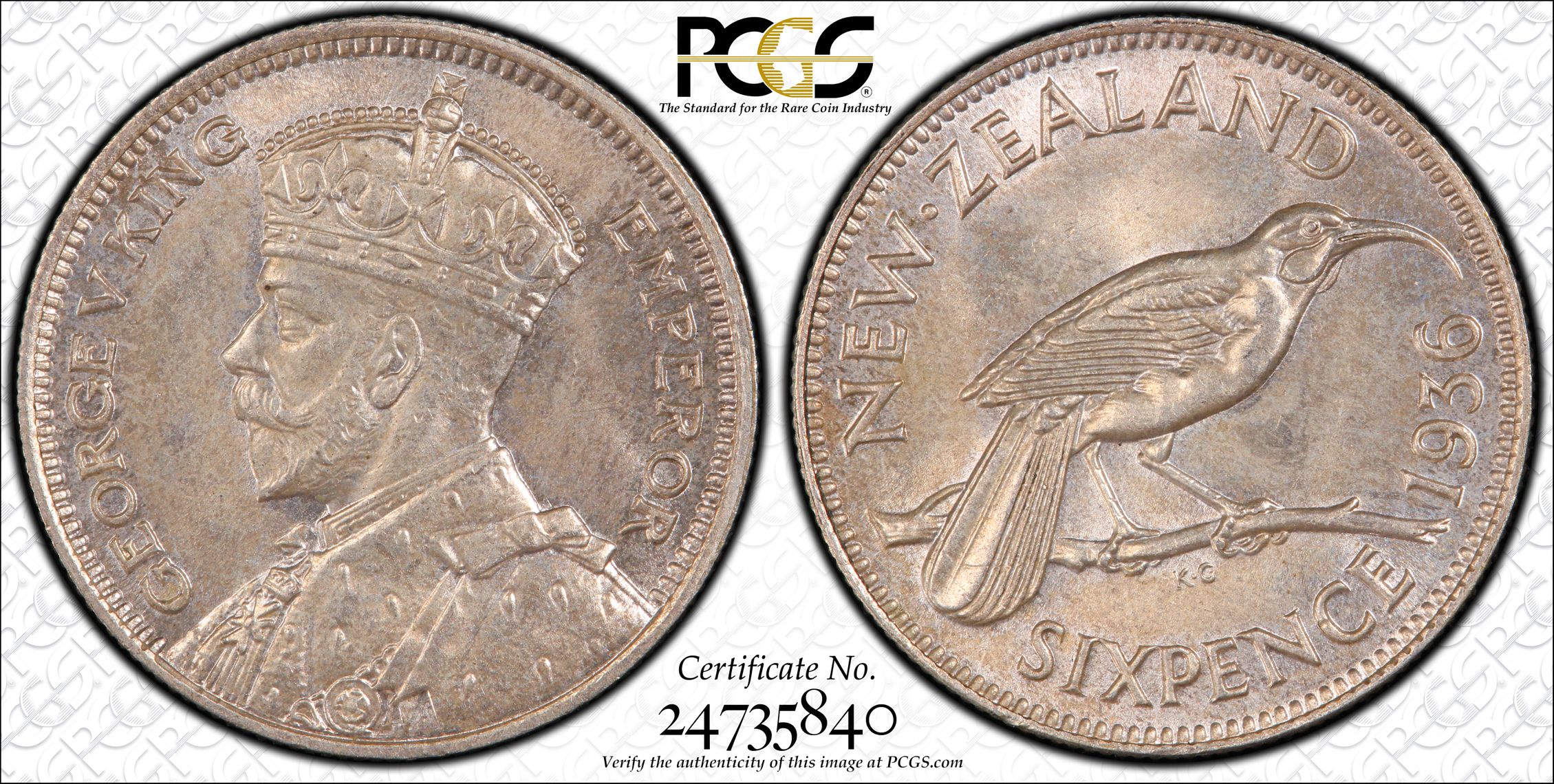 PCGS Certificate Verification Coin Details for Cert #24735840