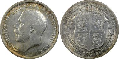 1918 1/2 Cr S-4011 AU55