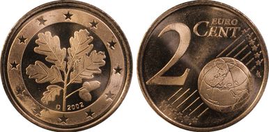 2002-D € 0.02 MS66RD