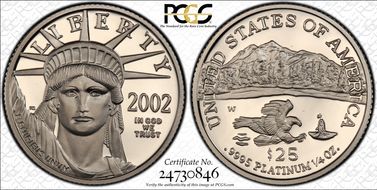 2002-W $25 Statue of Liberty PR70DCAM