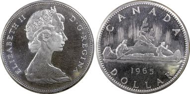 1965 S$1 Type 2 Sm Beads, Bl 5 Ag PL66