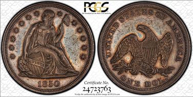 1850 $1 AU58