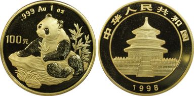 1998(沈) 100 Yn Panda Au Large Date PAN-303B MS69