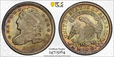 1836 10C JR-3, Block 8 MS67+