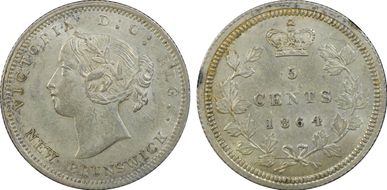 1864 5C Small 6 AU58