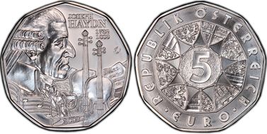 2009 € 5 Joseph Haydn KM-3170 MS69