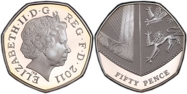 2011 50p S-H18 Ag PR69DCAM