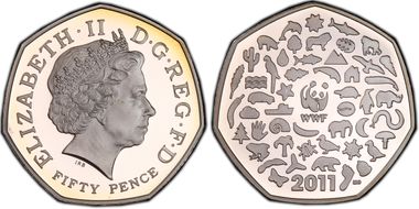 2011 50p S-H25 WWF 50th Ann. Ag PR69DCAM
