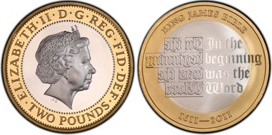 2011 £2 S-K28 King James Bible Ag PR68DCAM
