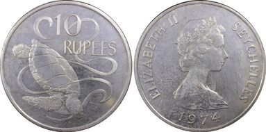 1974 10 Rup Sea Turtle MS64