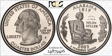2003-S 25C Alabama Silver PR70DCAM