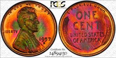 1957-D 1C MS65RB