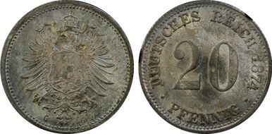 1874-G 20 Pfg J-5 MS65