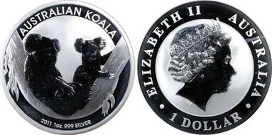 2011-P $1 Koala Ag MS69