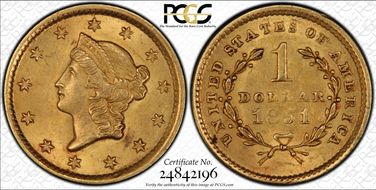 1851 G$1 MS62+