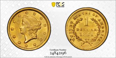 1851 G$1 MS62+