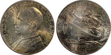 1939 5 Lire Anno I St. Peter MS64