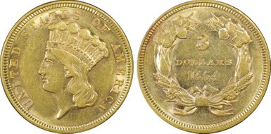 1854 $3 AU53