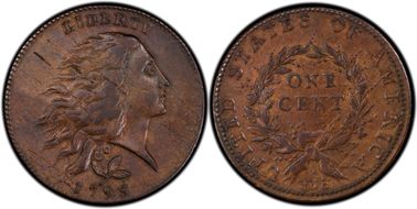 1793 1C Wreath, Vine and Bars AU50BN