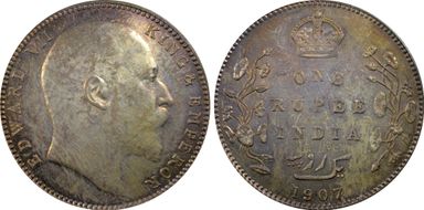 1907-B Rupee SW-7.37 Prid-203 MS63