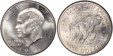 1971-S $1 Silver, Peg Leg, FS-401 MS64