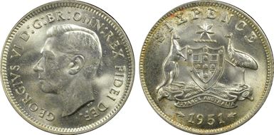 1951(m) 6D KM-45  Ag MS63