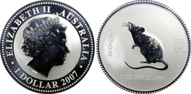 2007 $1 Year of the Rat 2008 Ag MS69