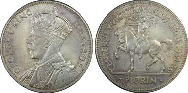 1934-35 Florin Centennial KM-33  Ag MS64