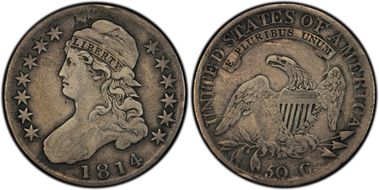 1814 50C Overton 102a VF25