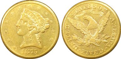 1875-CC $5 AU53