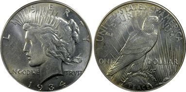 1934 $1 AU58