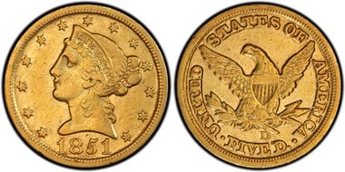 1851-D $5 XF45