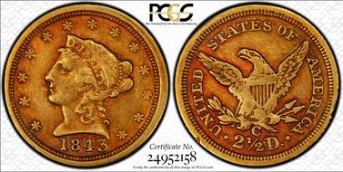 1843-C $2.50 Large Date VF35