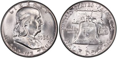 1956 50C Obv Die Clash FS 402 MS64